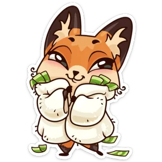 💰 lis, pieniądze, kreskówka, bogactwo, gotówka, słodki, zwierzę telegram sticker