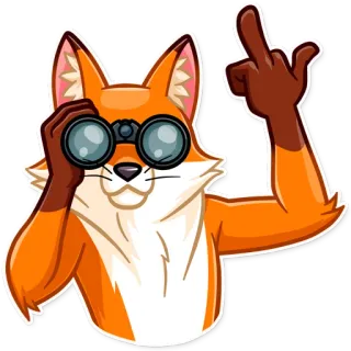 🖕 fox, binoculars, middle finger, offensive telegram sticker