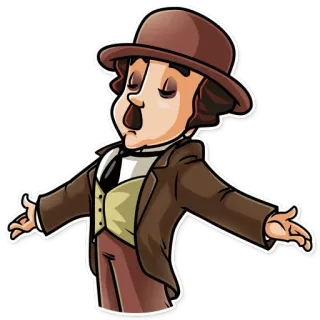 😤 Charlie Chaplin 查理·卓别林, 默片, 喜剧, 演员, 圆顶礼帽, 卡通 telegram sticker