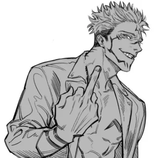 🖕 środkowy palec, obraźliwy gest, anime, postać, uśmieszek whatsapp sticker