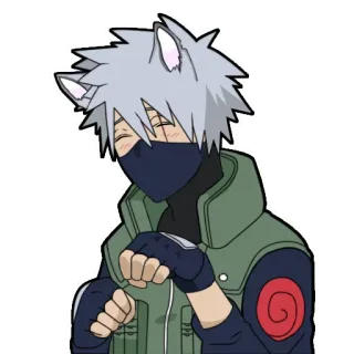 🐱 Kakashi Naruto anime, cat, ears, ninja, cute whatsapp sticker