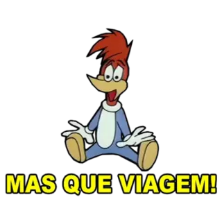 😮 Woody Woodpecker MAS QUE VIAGEM! Desenho animado, Pássaro, Pica-Pau, Engraçado, Expressão telegram sticker