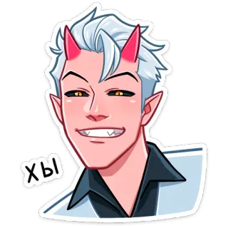 😈 ХЫ demonio, diablo, dibujo animado, anime, pegatina, malvado, cuernos, sonrisa whatsapp sticker
