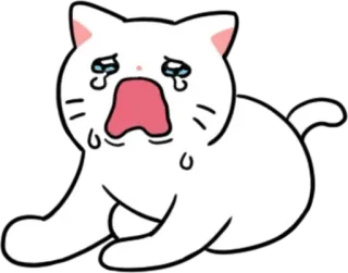 💬 猫, 哭, 伤心, 眼泪, 卡通, 表情符号 whatsapp sticker
