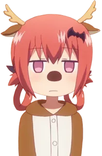🤐 Anime, Cartone animato, Cervo, Carino, Personaggio, Capelli rosa, Satania, Gabriel Dropout telegram sticker