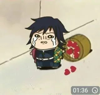 🙂 Giyu Tomioka Demon Slayer 动漫, 鬼灭之刃, 富冈义勇, 哭, Q版 telegram sticker