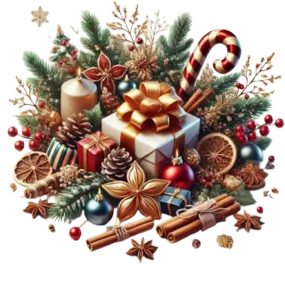 🎄 คริสต์มาส, วันหยุด, ของขวัญ, เทียน, ของตกแต่ง, ฤดูหนาว, การเฉลิมฉลอง whatsapp sticker