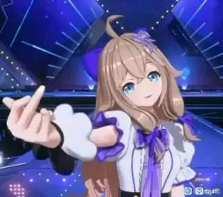 🖕 garota anime, dedo do meio, gesto ofensivo, desenho animado, vtuber telegram sticker