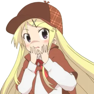😱 Anime Mädchen, Detektiv, süß, Charakter, Cartoon, blond, Mädchen telegram sticker