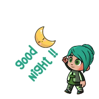 👋 good night !! bonne nuit, lune, dessin animé, personnage, sommeil, rêve whatsapp sticker