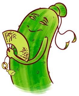 😏 Gurke, Ventilator, Gemüse, Cartoon, Illustration telegram sticker