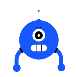😕 einäugiges Monster, blau, Cartoon, Monster, Figur, Sticker telegram sticker