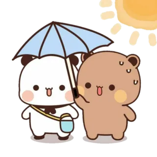 🐻 bears, umbrella, cute, cartoon, animals, kawaii telegram sticker