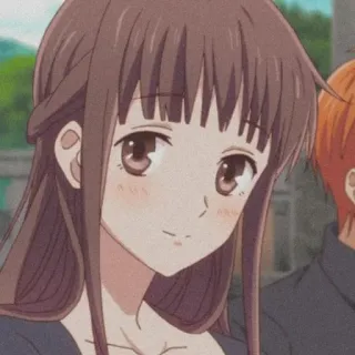 😚 Tohru Honda Fruits Basket Anime, Cartoon, Meisje, Leuk, Brunette, Lachend telegram sticker