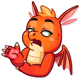 😒 dragon, orange, dessin animé, autocollant, mignon, animal telegram sticker