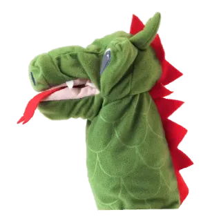 🐉 dragão, fantoche, brinquedo, verde, vermelho, animal, brincar whatsapp sticker