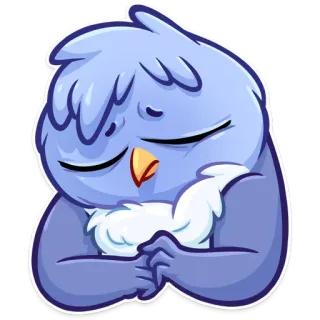 😔 owl, bird, cute, emoji, sticker, cartoon telegram sticker