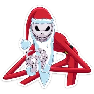 😈 Jack Skellington The Nightmare Before Christmas Jack Skellington, L'Étrange Noël de Monsieur Jack, Noël, Père Noël, Squelette, Film, Dessin animé telegram sticker