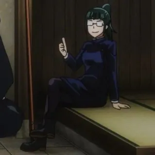➿ Maki Zenin Jujutsu Kaisen Anime, Manga, Jujutsu Kaisen, Maki Zenin, doigt d'honneur telegram sticker