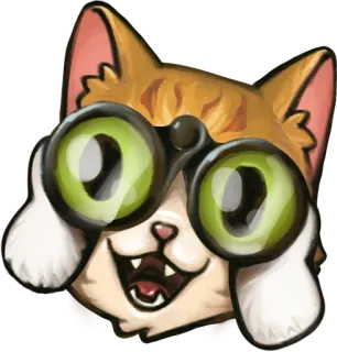 👁 แมว, กล้องส่องทางไกล, สัตว์, ตา, มอง, การ์ตูน telegram sticker