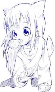 🍓 Chibi, Anime, Manga, Gadis, Neko, Sketsa, Imut, Gambar telegram sticker