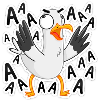 😱 AAAA gaivota, zangado, desenho animado, pássaro, gritando, expressivo telegram sticker
