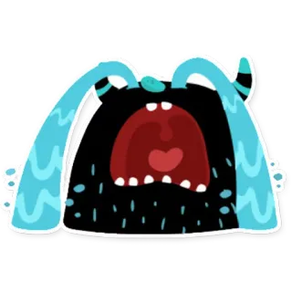 😭 monstro, triste, chorando, desenho animado, preto, azul, ilustração whatsapp sticker
