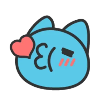 🐮 猫, ハート, キス, 青, かわいい, 絵文字, ステッカー telegram sticker