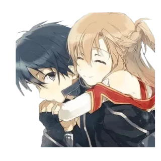 ❤ Kirito and Asuna Sword Art Online Anime, Coppia, Abbraccio, Sword Art Online, Kirito, Asuna telegram sticker