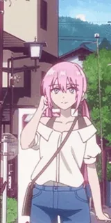 โ๏ธ Anime, Gadis, Rambut merah muda, Kasual, Gaya whatsapp sticker