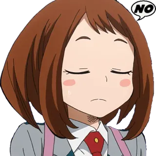 👎 Ochaco Uraraka My Hero Academia NO Anime, Ochaco Uraraka, My Hero Academia, Não, Triste, MHA telegram sticker