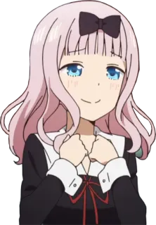 ☺️ Chika Fujiwara Kaguya-sama: Love Is War anime, cô gái, tóc hồng, dễ thương, cười, hoạt hình, manga, chibi whatsapp sticker
