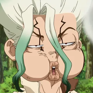 ⛰ Senku Ishigami Dr. Stone anime, funny face, dr. stone, senku ishigami, cartoon, expression telegram sticker