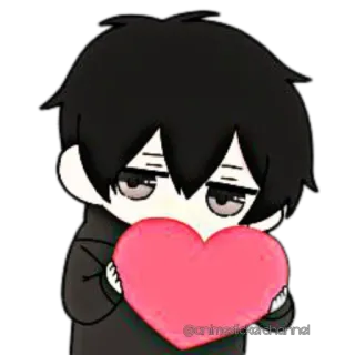 ❤️ anime, chibi, heart, love, cute, black hair telegram sticker