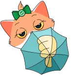 👎 Katze, Cartoon, Regenschirm, Daumen runter, Mag ich nicht whatsapp sticker