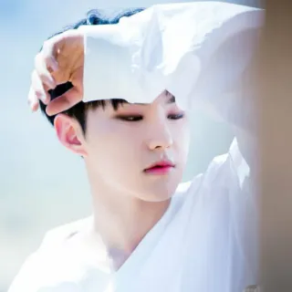 😕 человек, мужчина, k-pop, айдол, азиат, белая рубашка, портрет telegram sticker