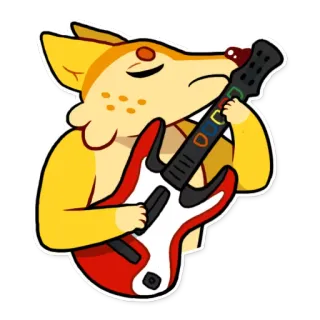 🎸 volpe, chitarra, musica, cartone animato, animale, adesivo, illustrazione telegram sticker