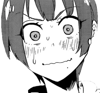 😱 アニメ, マンガ, 女の子, 表情, 汗, びっくり, 不安 whatsapp sticker