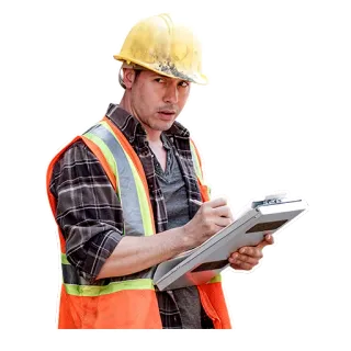 😒 construction, worker, clipboard, hardhat, safety vest telegram sticker