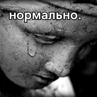 🕊 нормально. normal, crying, sad, statue, russian, meme telegram sticker