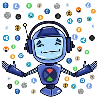 🌦 robô, criptomoeda, bitcoin, ethereum, moeda digital, tecnologia, finanças telegram sticker