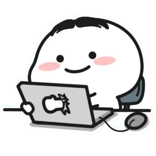 👊 słodkie, kreskówka, komputer, laptop, praca, kawaii, naklejka telegram sticker