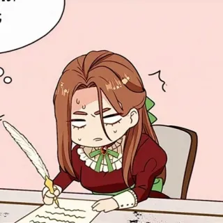 ☠ Dibujo animado, Mujer, Escritura, Pluma de ave, Papel, Chibi telegram sticker