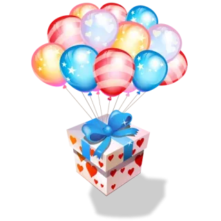 🎁 ballons, cadeau, coeurs, fête, soirée whatsapp sticker