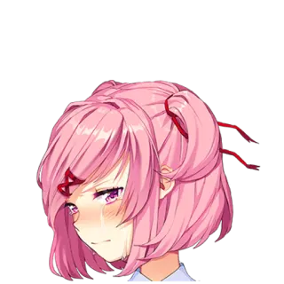 😳 Natsuki Doki Doki Literature Club! anime, manga, sad, crying, pink hair telegram sticker