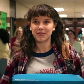 😐 Eleven Stranger Things Eleven, Stranger Things, Millie Bobby Brown, Personagem, Série TV, Anos 80, Hawkins telegram sticker