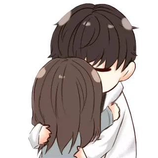 ❤️ casal, abraço, amor, afeição, desenho animado, emoções whatsapp sticker