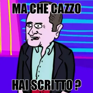 🤔 MA CHE CAZZO HAI SCRITTO? italiano, parolaccia, cartone animato, espressione, offensivo, slang telegram sticker