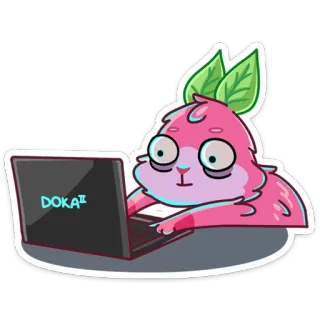 💻 DOKAII Dessin animé, Animal, Ordinateur portable, Mignon, Personnage telegram sticker