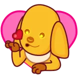 ❤️ chien, cœur, amour, sucette, mignon, dessin animé telegram sticker